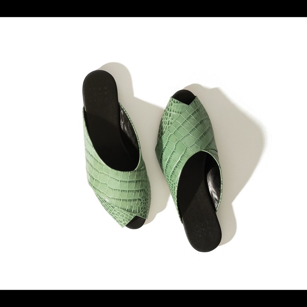 New! Leather croc slides from Trademark
